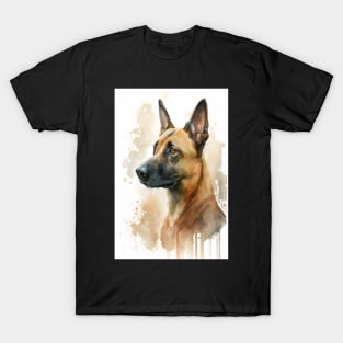 Belgian Malinois Dog Watercolor Portrait T-Shirt